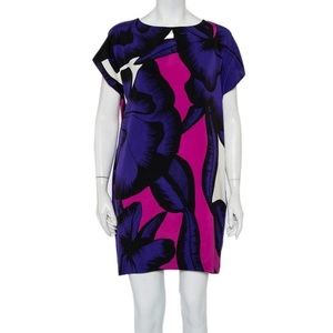 NWOT 💜 Diane Von Furstenberg Sz S Purple Floral Oversized Harriet Shift Dress